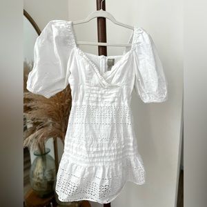 ASOS WHITE EYELET MINI DRESS SIZE 4 women
